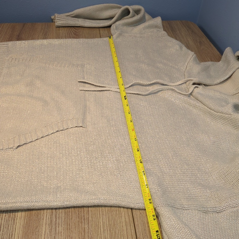 EVEREVE Aspen Silver Oatmeal Metallic Hoodie Sweater Small Oversized Cozy - Picture 7 of 9